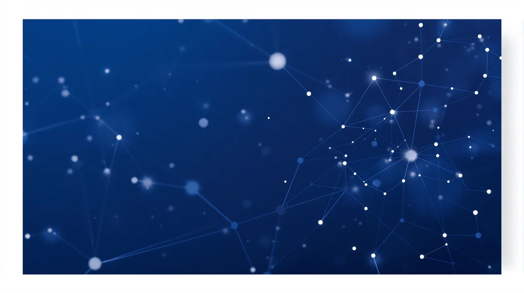 Corporate presentation slide background for tech company. Abstract geometric pattern with connected nodes suggesting AI/neural networks. Deep navy blue gradient. Subtle animated feel. Professional, modern, suitable for text overlay. - Flux 1.1 Pro Ultra