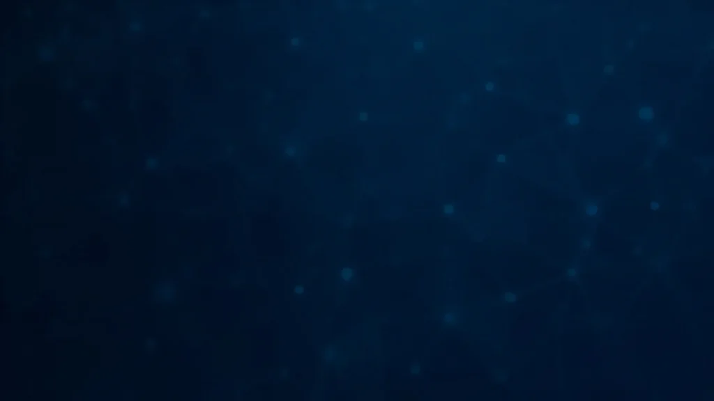 Corporate presentation slide background for tech company. Abstract geometric pattern with connected nodes suggesting AI/neural networks. Deep navy blue gradient. Subtle animated feel. Professional, modern, suitable for text overlay. - MiniMax Image-01