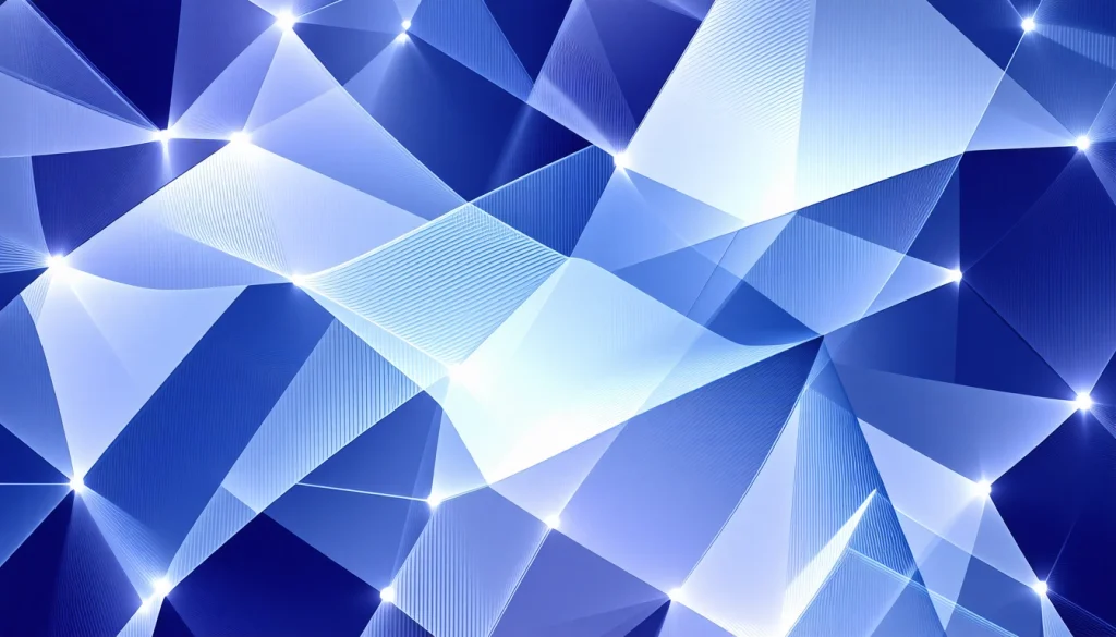 Corporate presentation slide background for tech company. Abstract geometric pattern with connected nodes suggesting AI/neural networks. Deep navy blue gradient. Subtle animated feel. Professional, modern, suitable for text overlay. - SD 3.5 Large Turbo