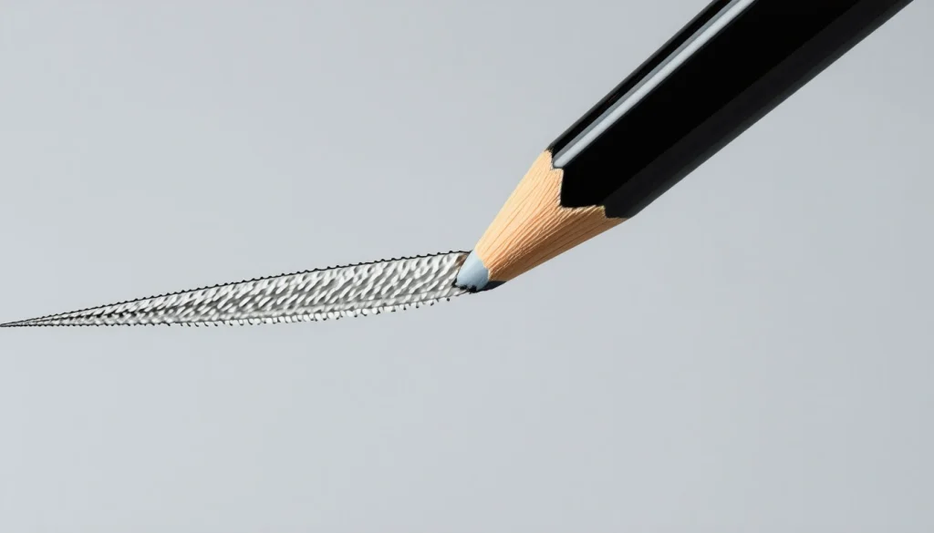 Imagine a pencil tip seen through a microscope. Imagine how the pencil tip would look and create an image. - SD 3.5 Large Turbo