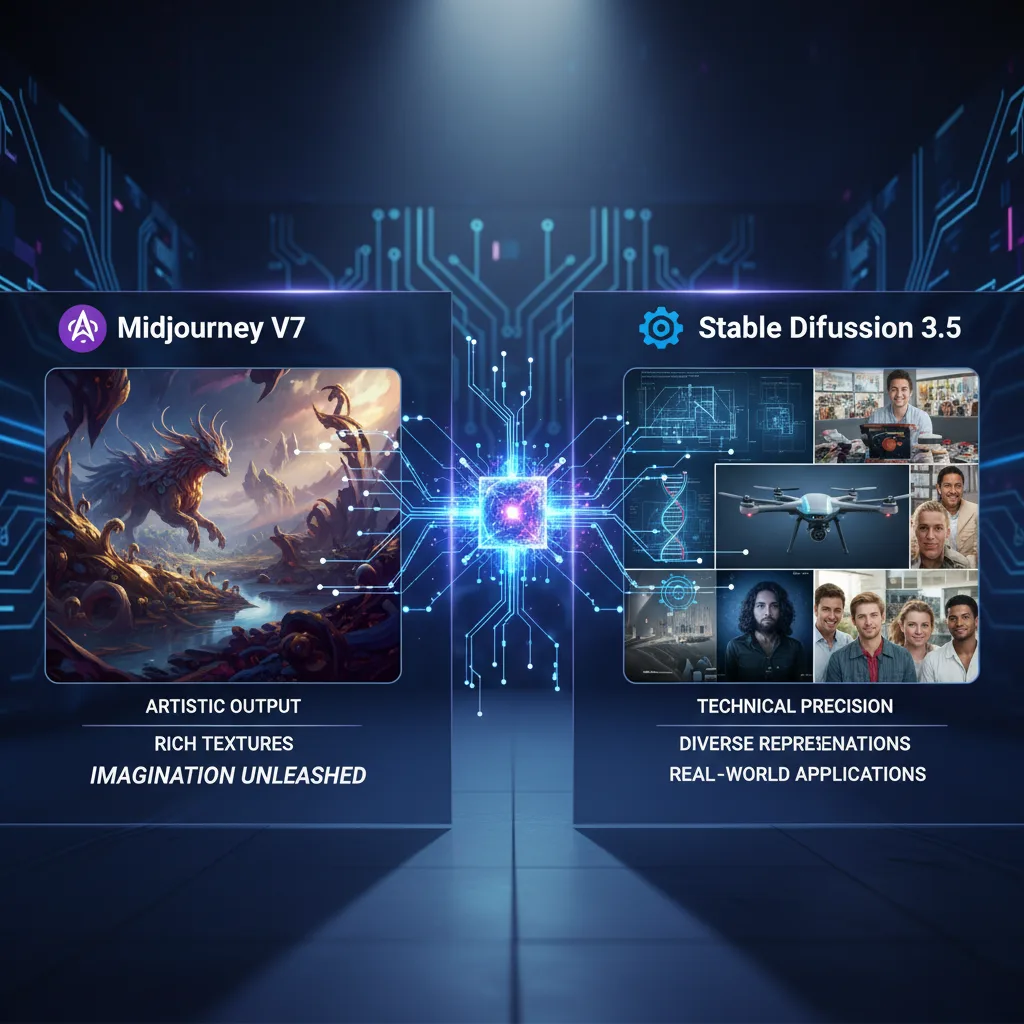 'Midjourney V7 vs Stable Diffusion 3.5: 2025 AI Image Generator Showdown'