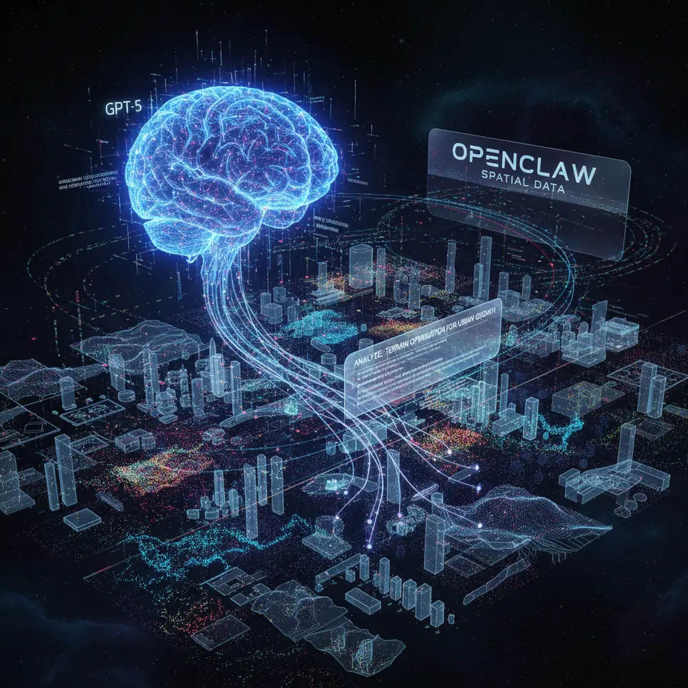 Conceptual illustration of GPT-5 integrating with OpenClaw's spatial data