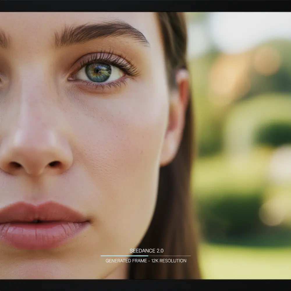 Close-up of a generated video frame demonstrating 2K resolution quality.