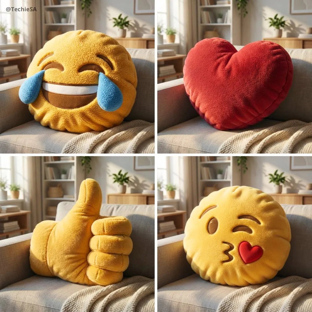 3D Plush Emoji Toy on Couch example 1