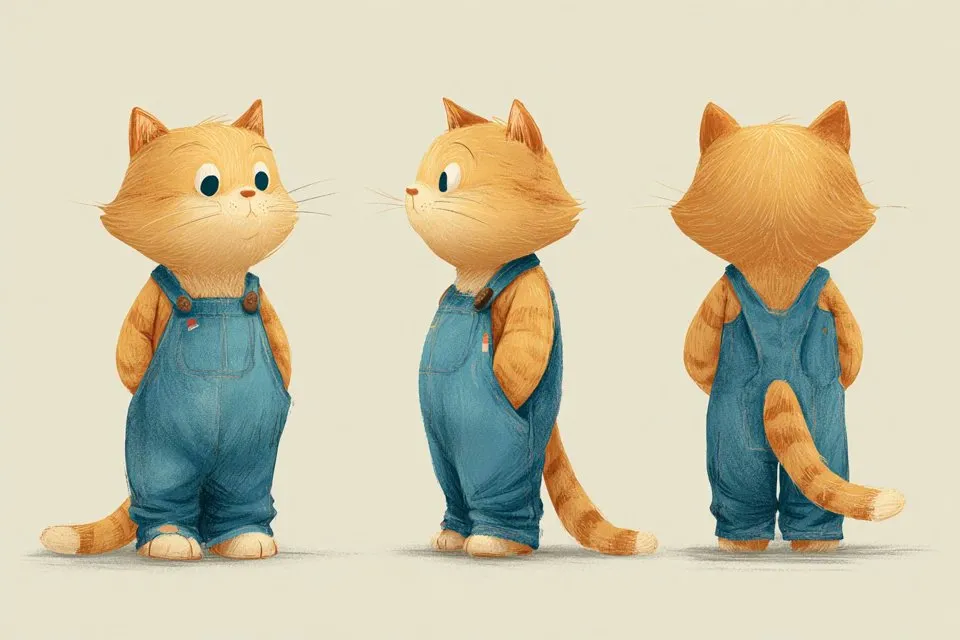 Anthropomorphic Character Triple View example 2