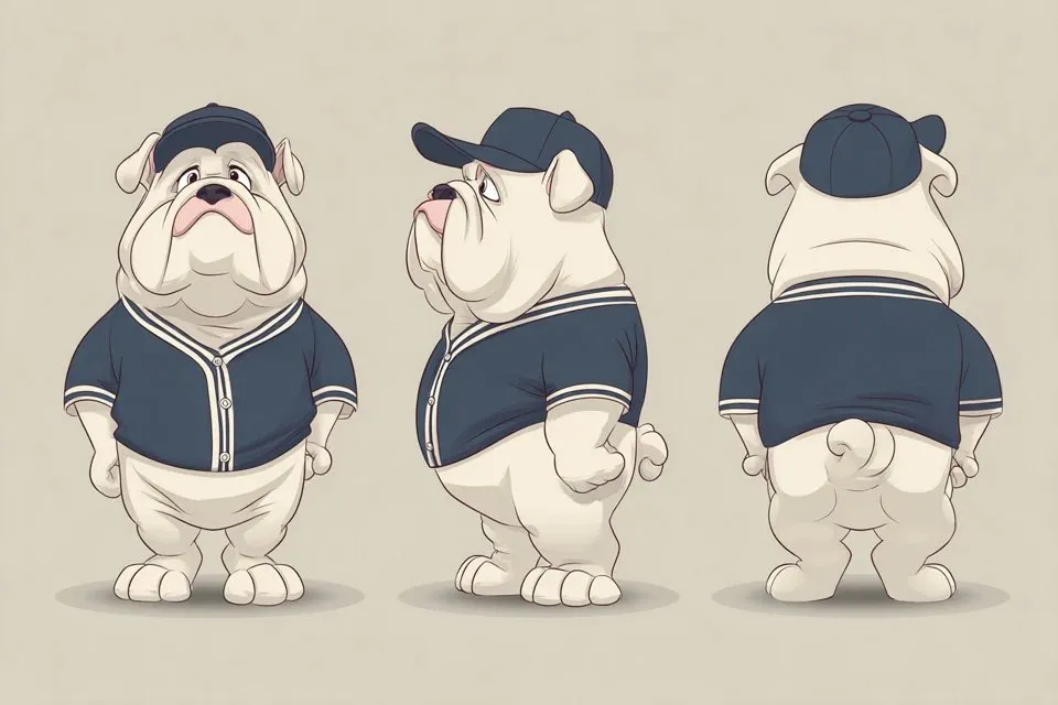 Anthropomorphic Character Triple View example 3