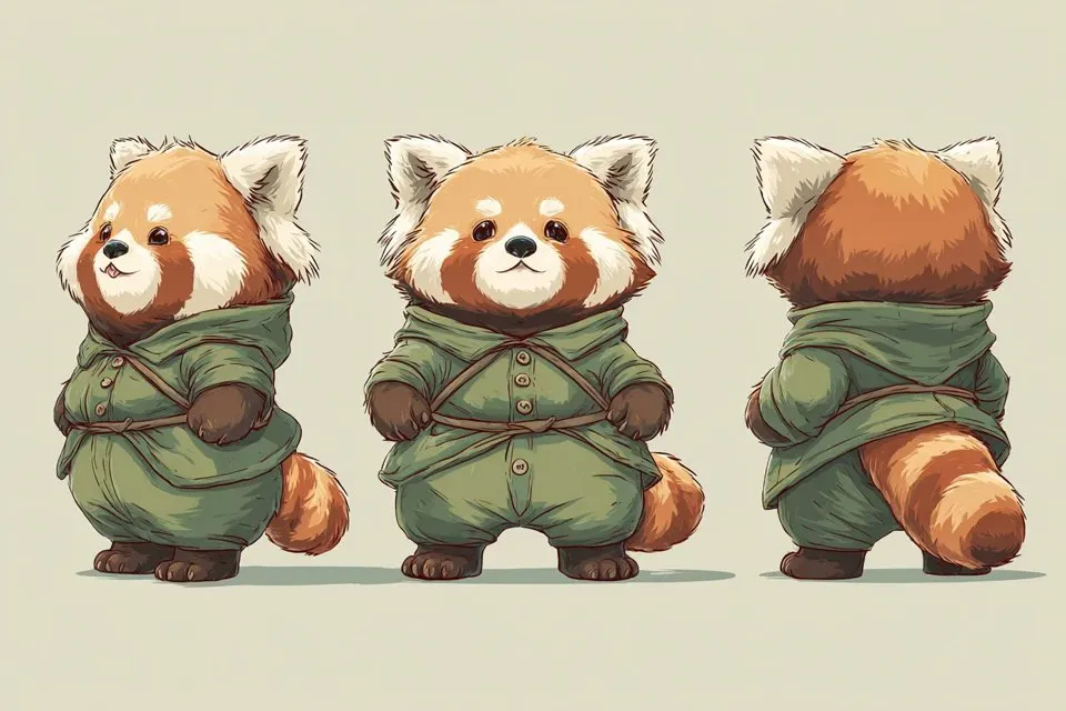 Anthropomorphic Character Triple View example 4