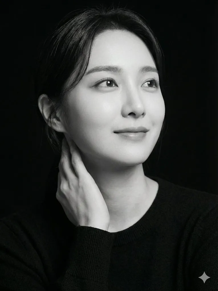 B&W Studio Portrait with Hard Lighting example 2