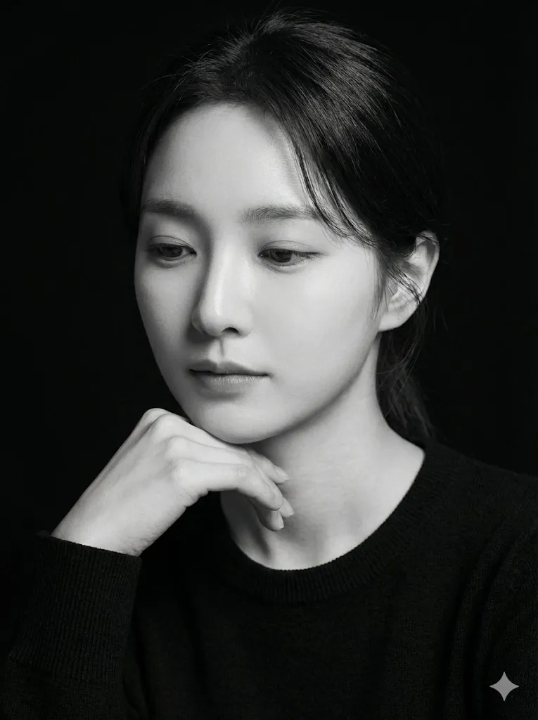 B&W Studio Portrait with Hard Lighting example 3