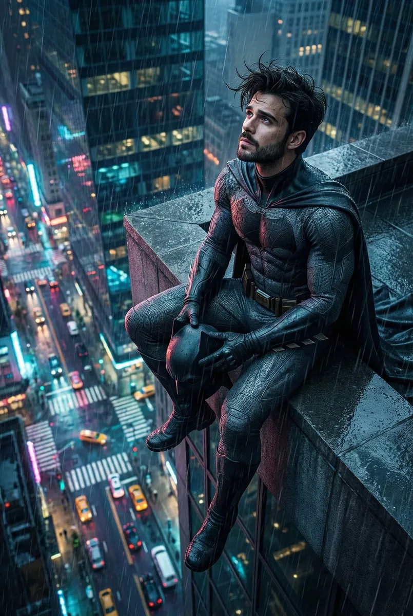 Batman Reflective Rooftop Portrait example 1