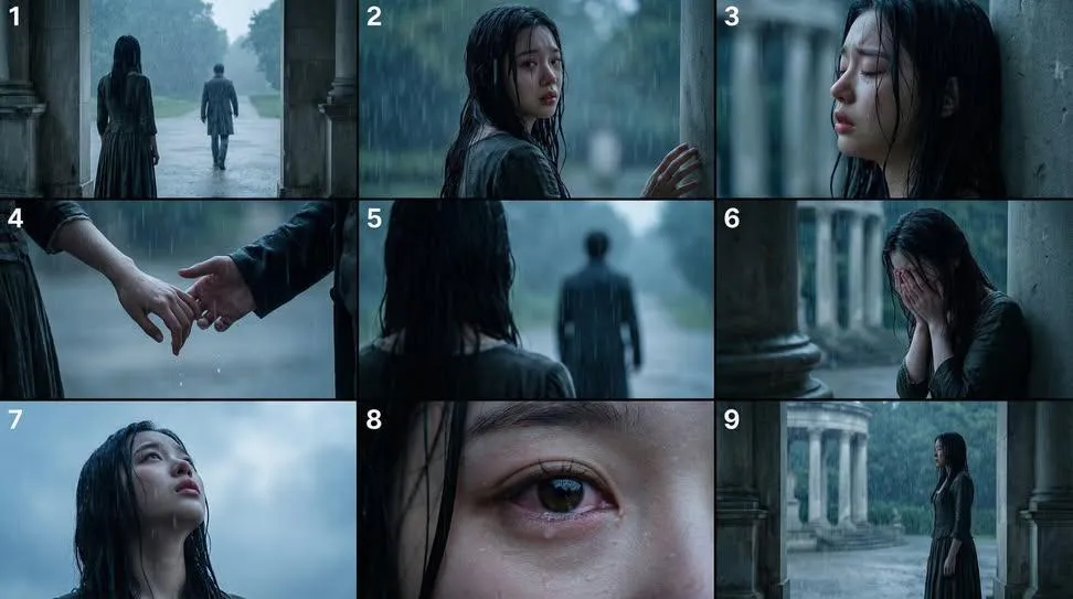 Cinematic Rainy Breakup Storyboard example 1