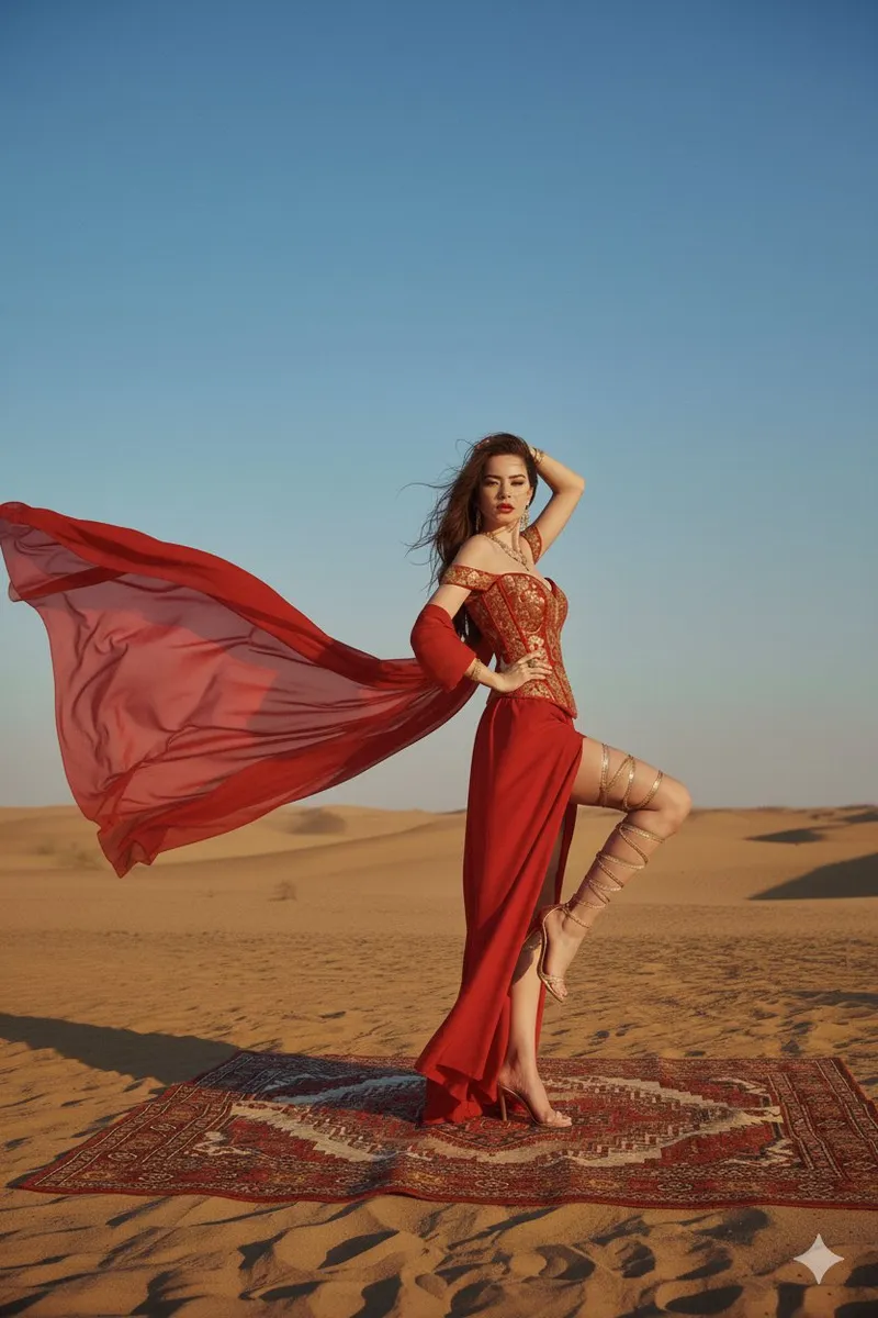 Desert Camel Rider in Arabian Luxury example 1