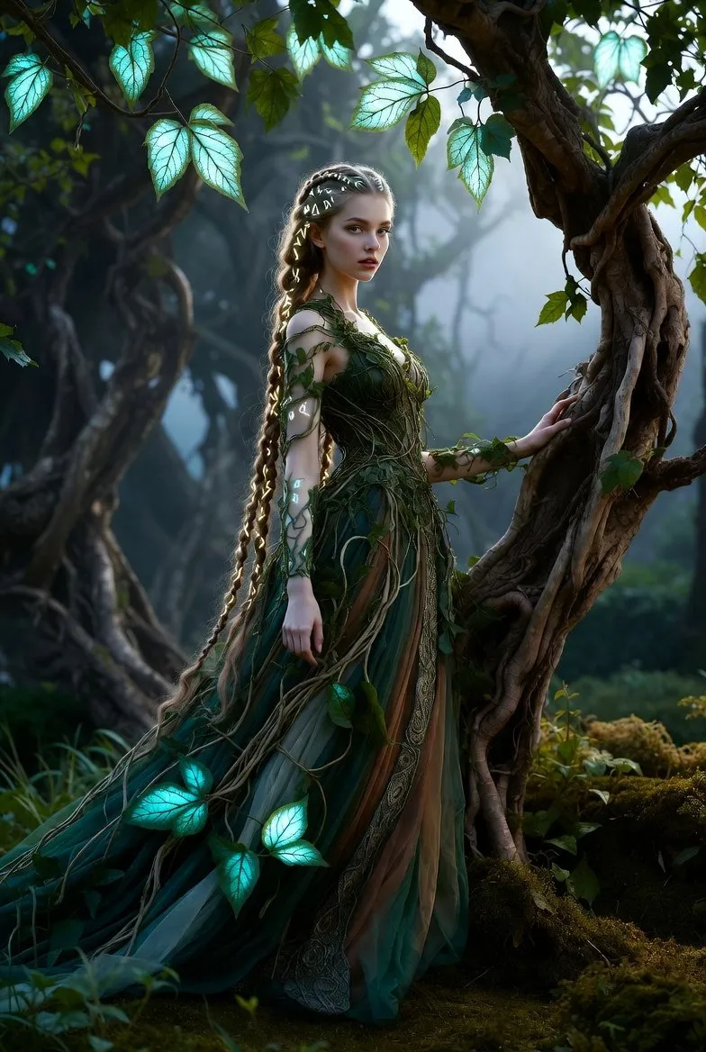 Fantasy Portrait with Glowing Runes