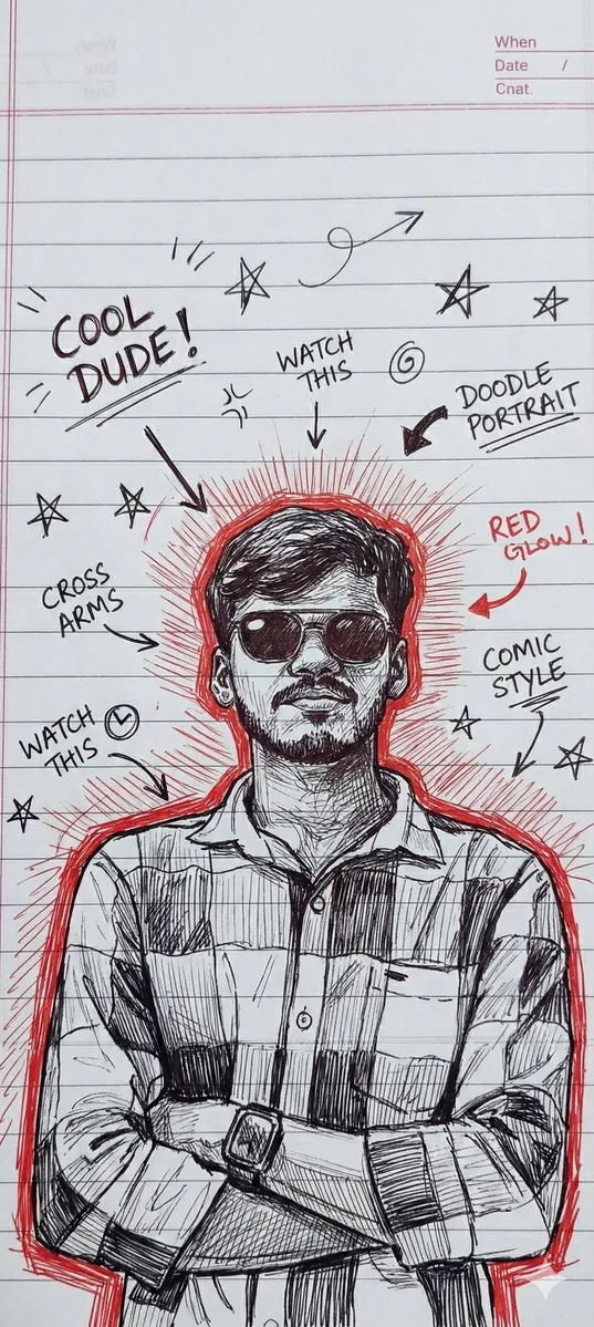 Hand-Drawn Portrait Doodle Art example 1