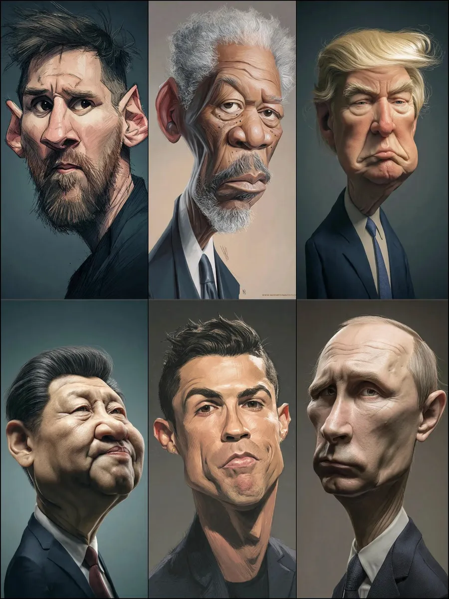 Hyperrealistic Caricature Portrait example 1