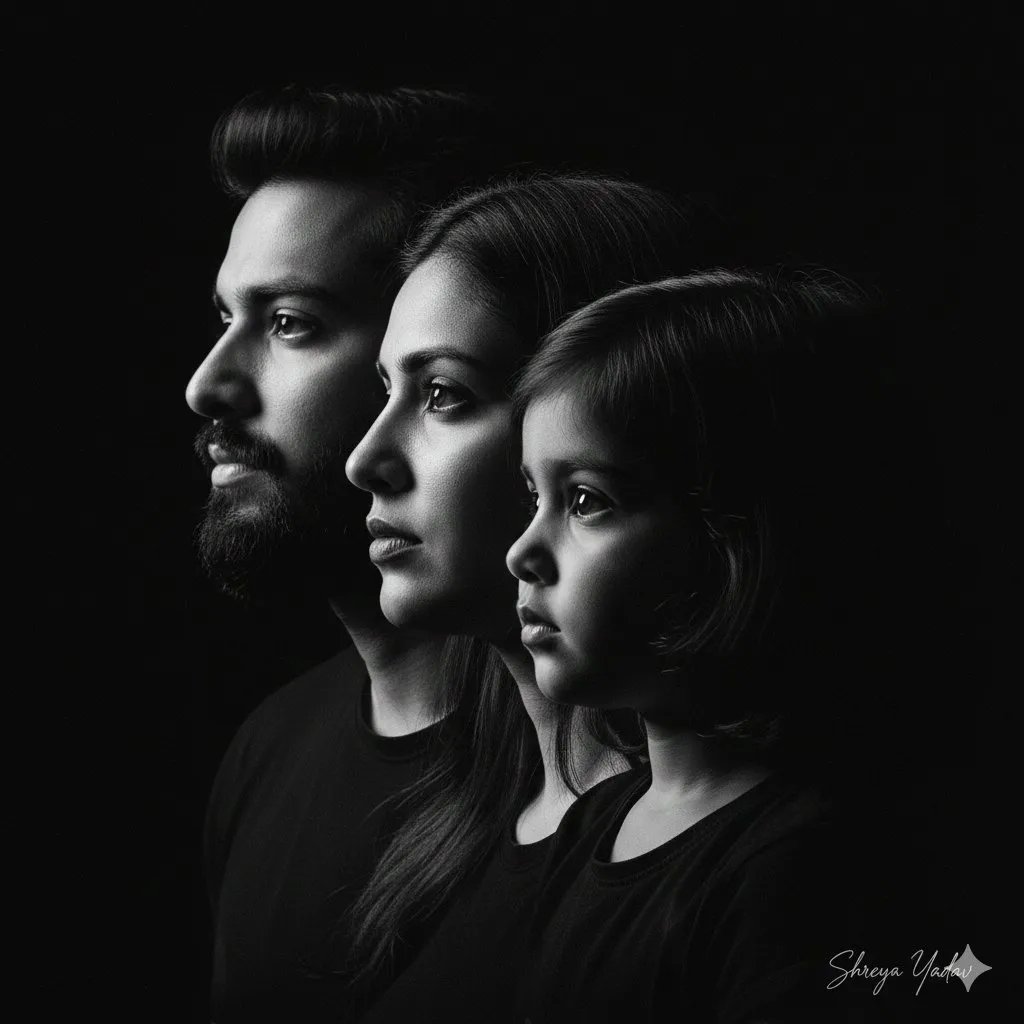 Layered Family Portrait in Profile example 1