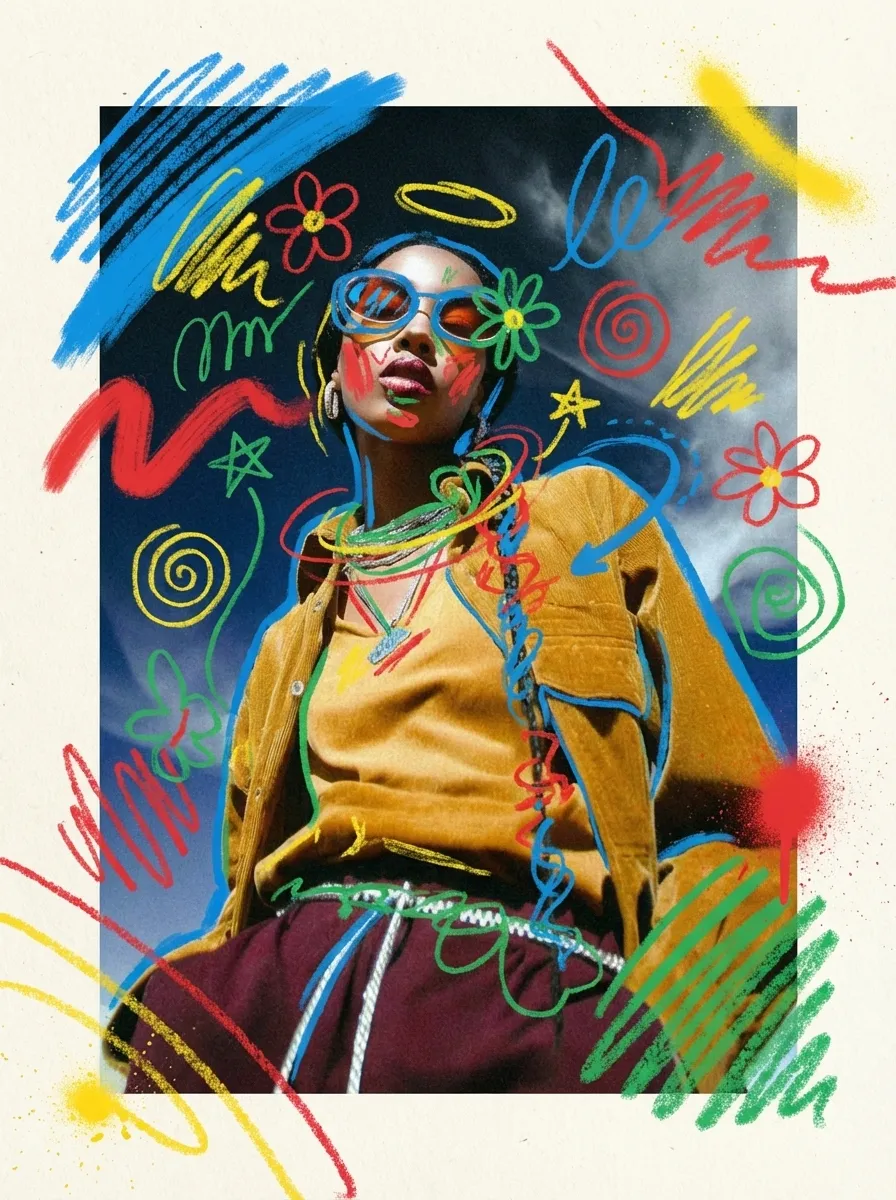 Mixed Media Collage Portrait Art example 2