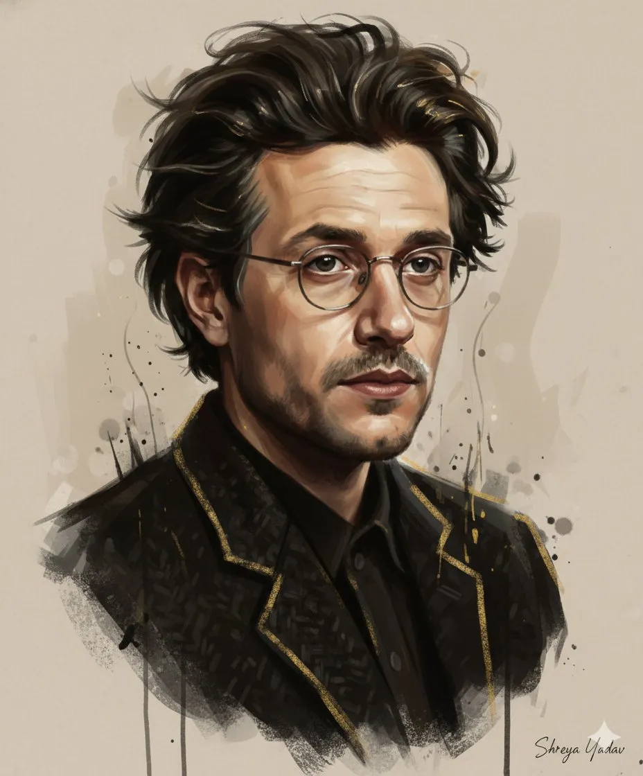 Moody Oil Painting Portrait with Golden Accents example 2