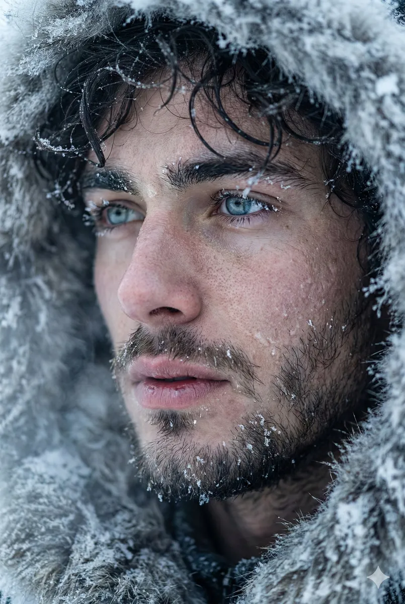 Rugged Winter Explorer Close-Up Portrait example 1