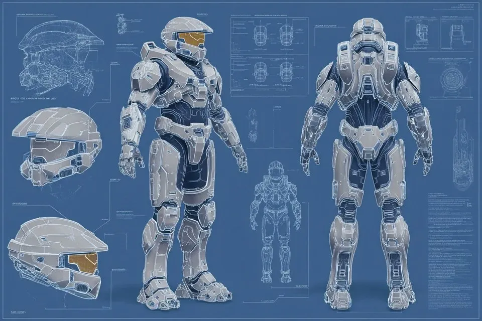 Sci-Fi Armor Concept Sheet example 1