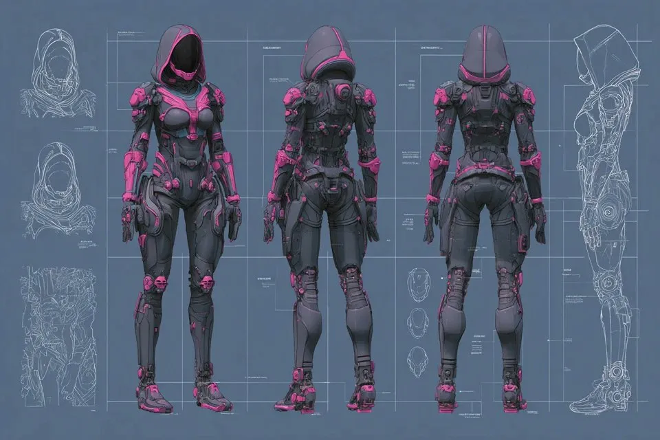 Sci-Fi Armor Concept Sheet example 2