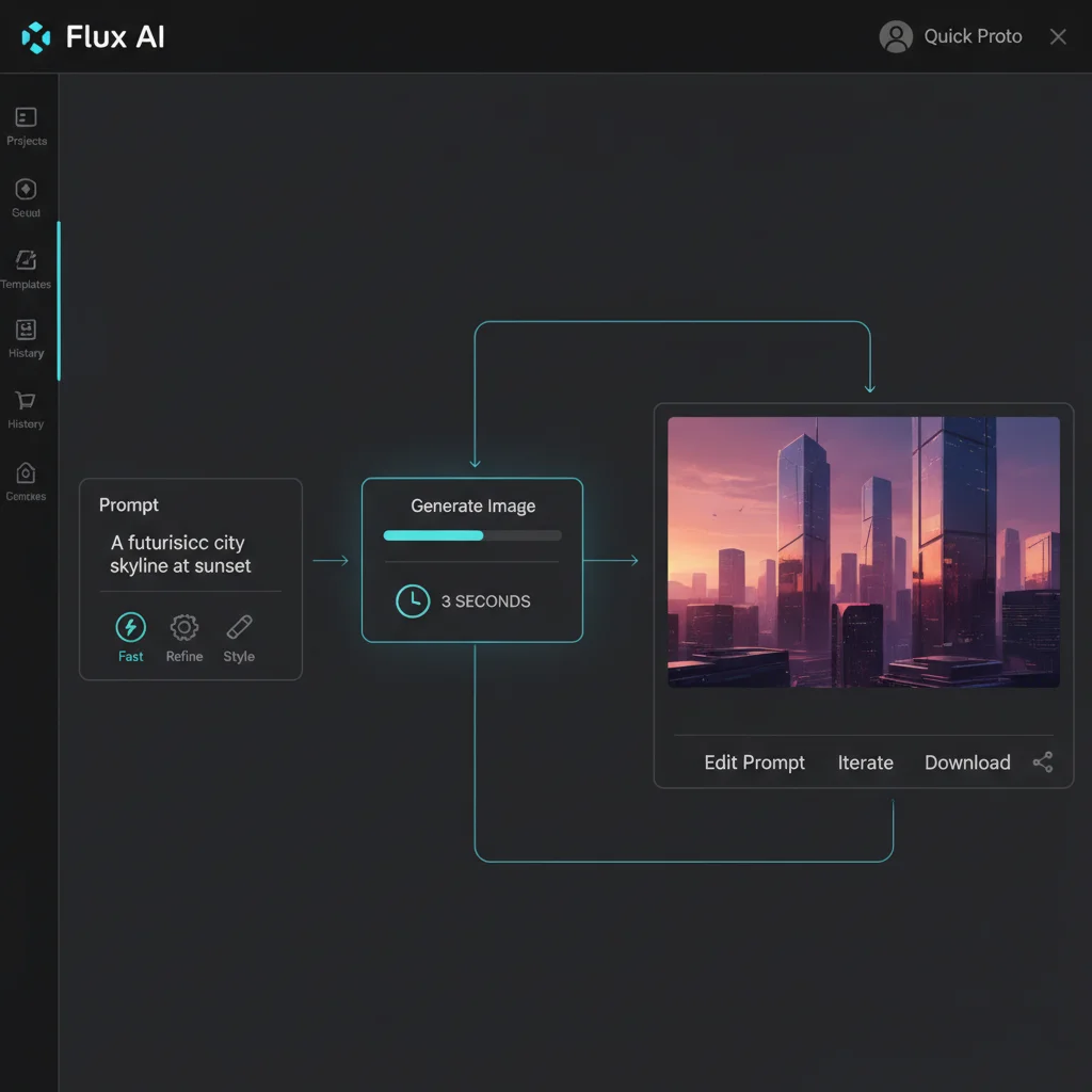 Flux AI quick prototyping workflow interface