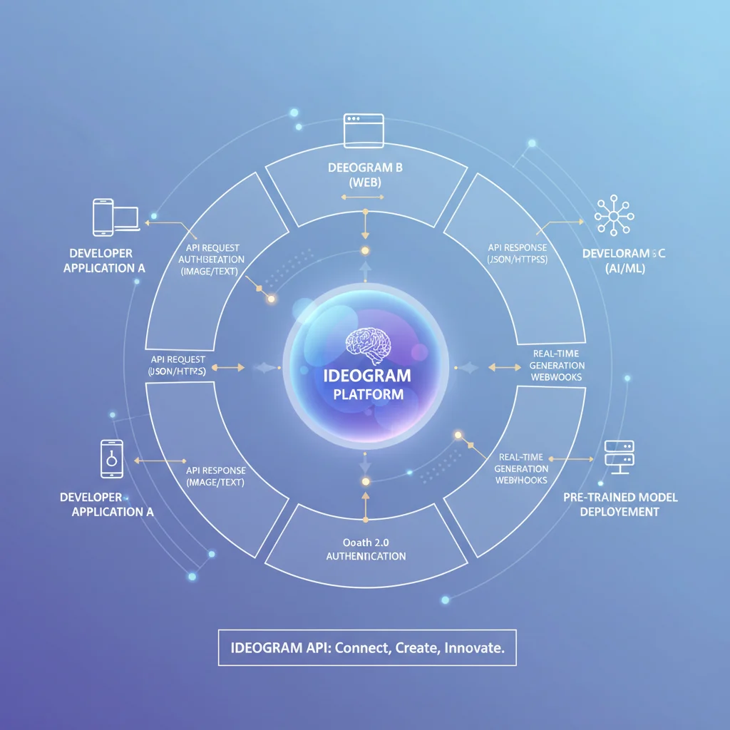 Conceptual illustration showing API integration workflow with Ideogram platform