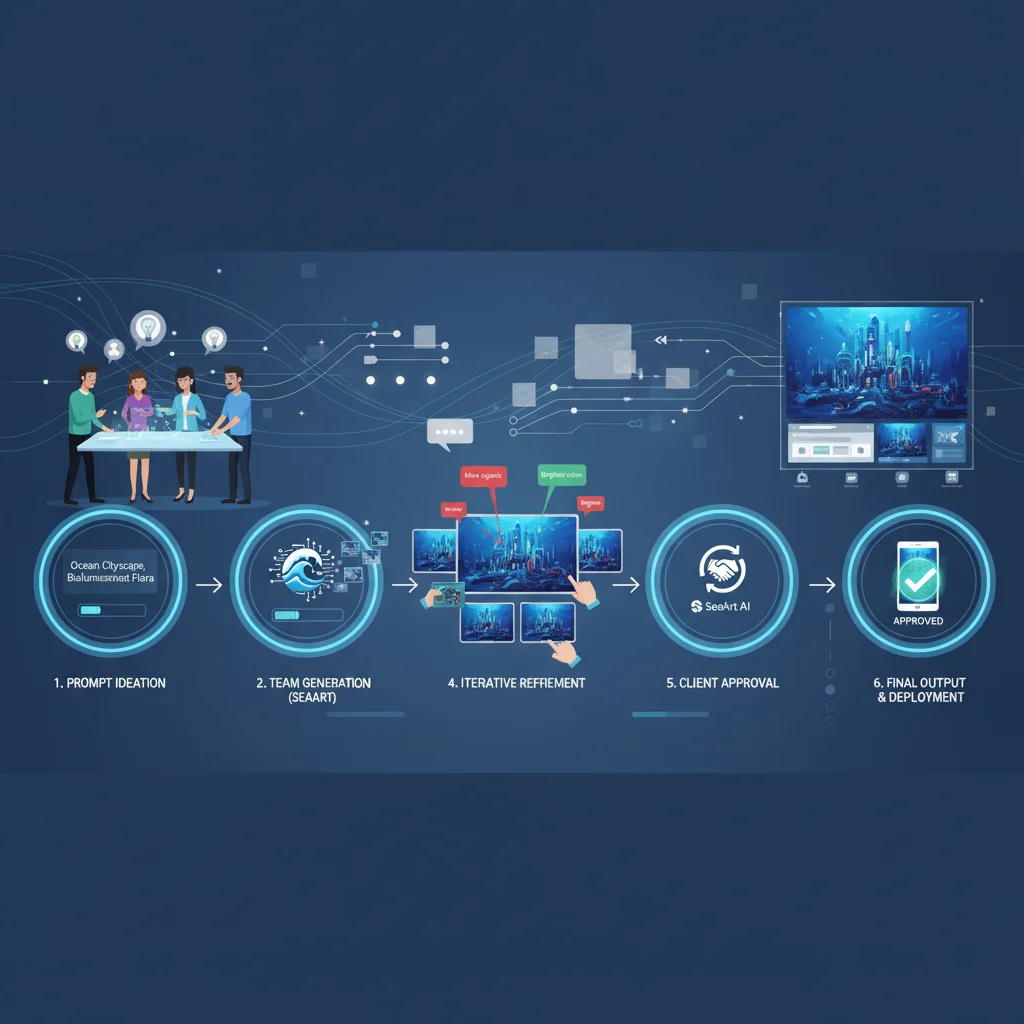 Conceptual visualization of SeaArt AI professional workflow process